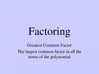 Factoring