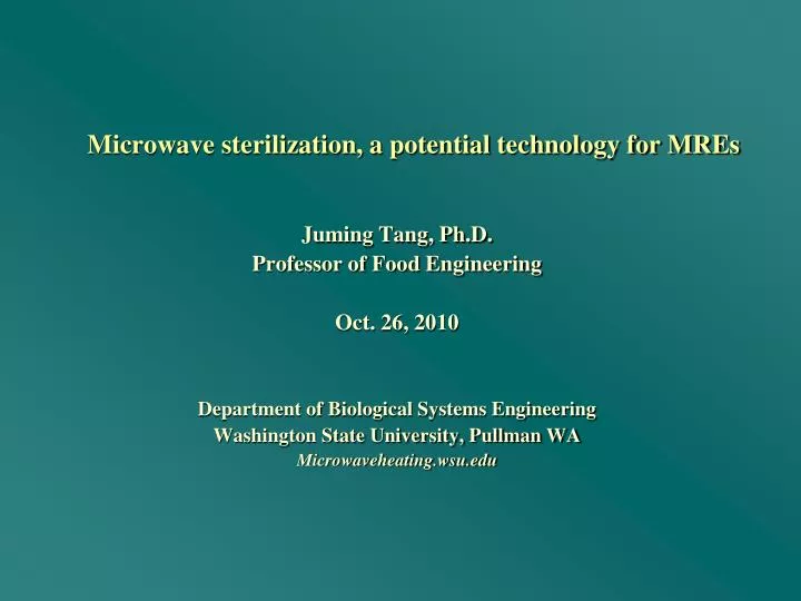 microwave sterilization a potential technology for mres