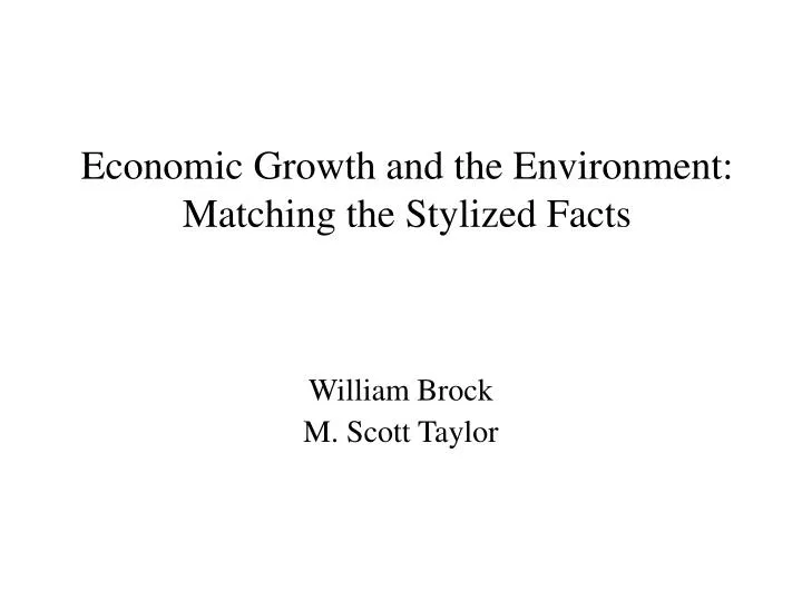economic growth and the environment matching the stylized facts