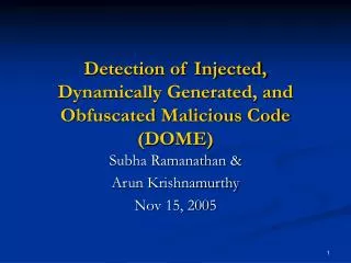 Detection of Injected, Dynamically Generated, and Obfuscated Malicious Code (DOME)