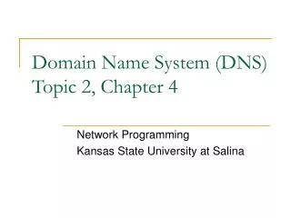 Domain Name System (DNS) Topic 2, Chapter 4