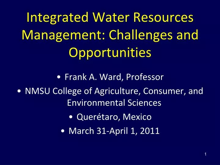 integrated water resources management challenges and opportunities