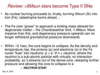 Review: &gt;8Msun stars become Type II SNe