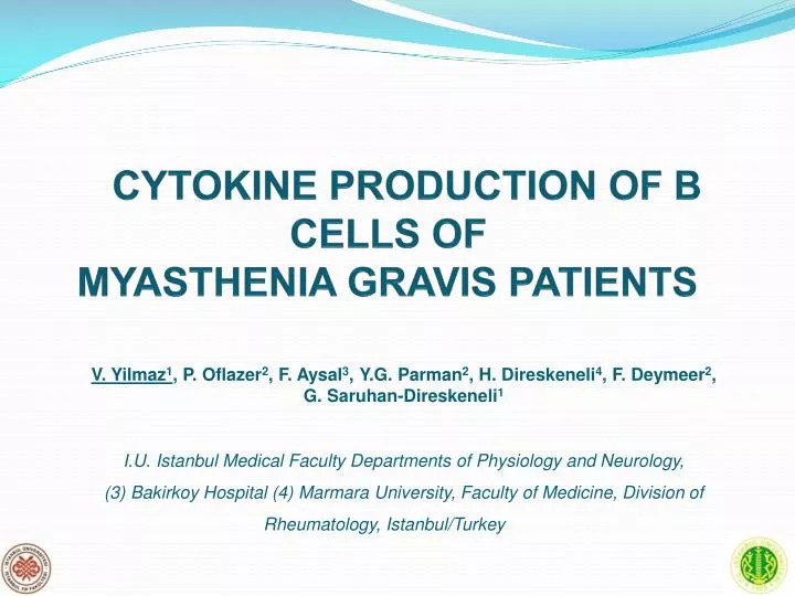 cytokine production of b cell s of myasthenia gravis patients