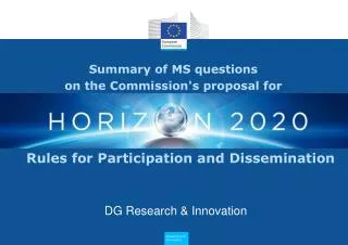 Summary of MS questions on the Commission's proposal for