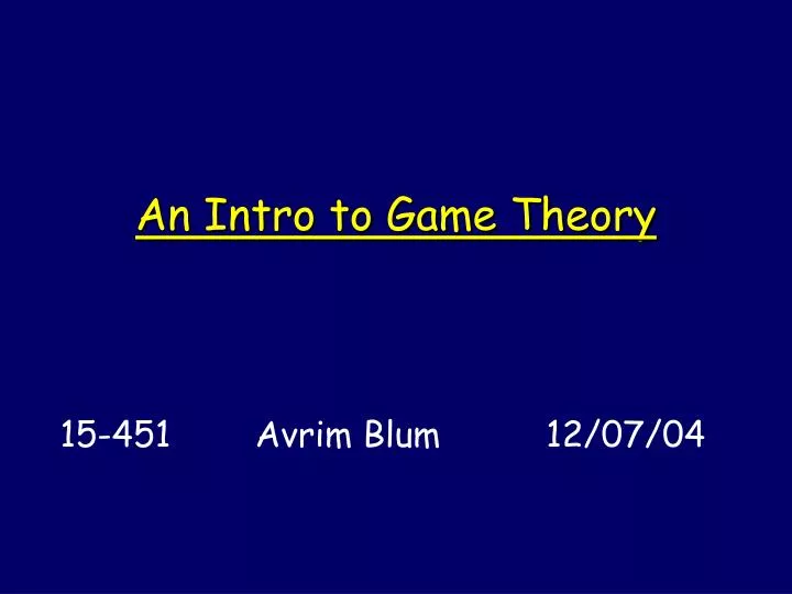 an intro to game theory