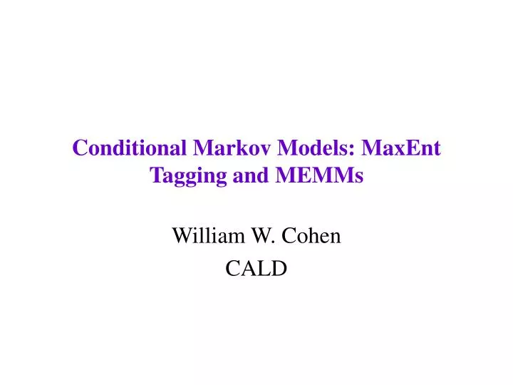 conditional markov models maxent tagging and memms