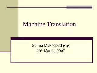 Machine Translation