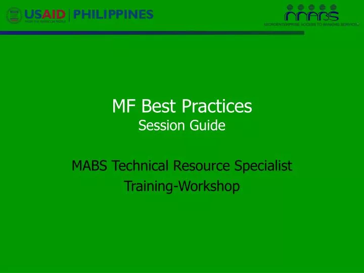 mf best practices session guide