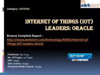 Aarkstore: Internet of Things (IOT) Leaders: Oracle