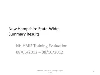 New Hampshire State-Wide Summary Results