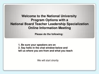 Welcome to the National University Program Options with a