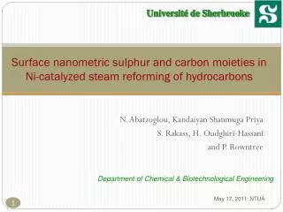 Surface nanometric sulphur and carbon moieties in Ni-catalyzed steam reforming of hydrocarbons
