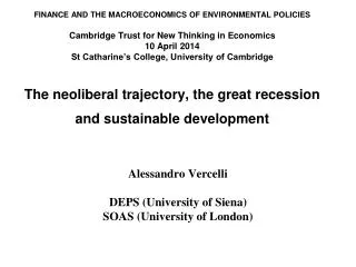 Alessandro Vercelli DEPS (University of Siena) SOAS (University of London)