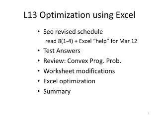 L13 Optimization using Excel