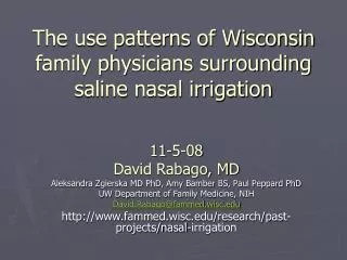 The use patterns of Wisconsin family physicians surrounding saline nasal irrigation
