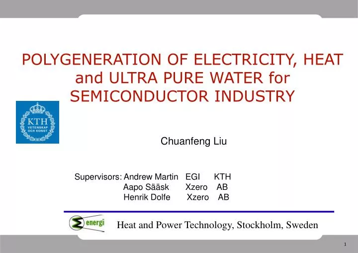 polygeneration of electricity heat and ultra pure water for semiconductor industry