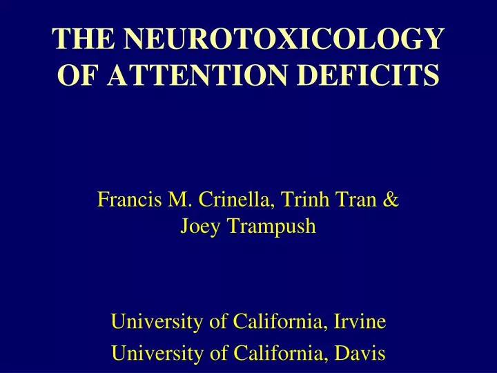 the neurotoxicology of attention deficits