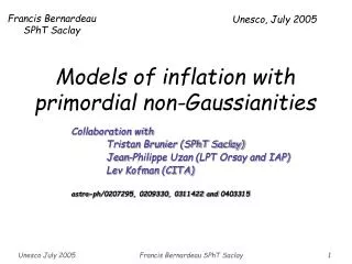 Models of inflation with primordial non-Gaussianities