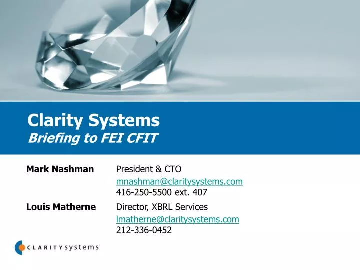 clarity systems briefing to fei cfit