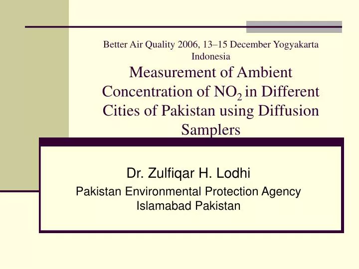 dr zulfiqar h lodhi pakistan environmental protection agency islamabad pakistan