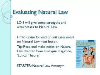 Evaluating Natural Law
