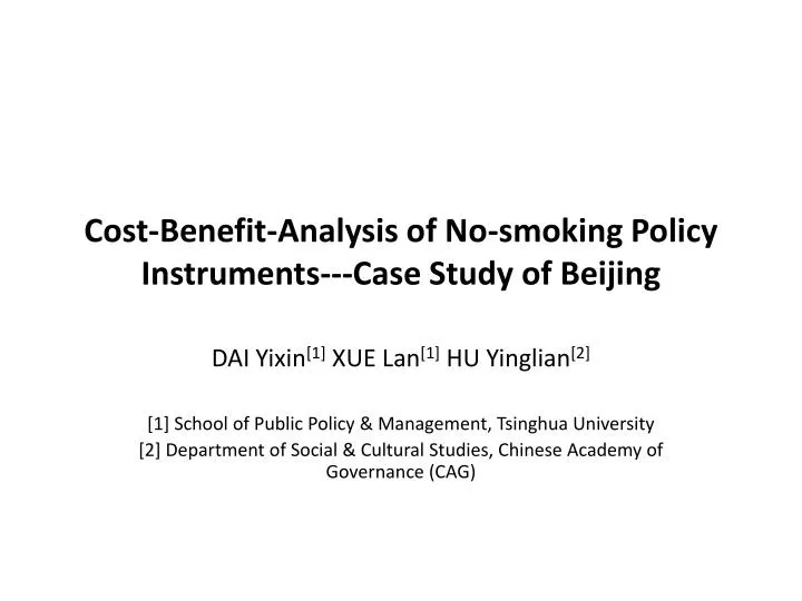 cost benefit analysis of no smoking policy instruments case study of beijing