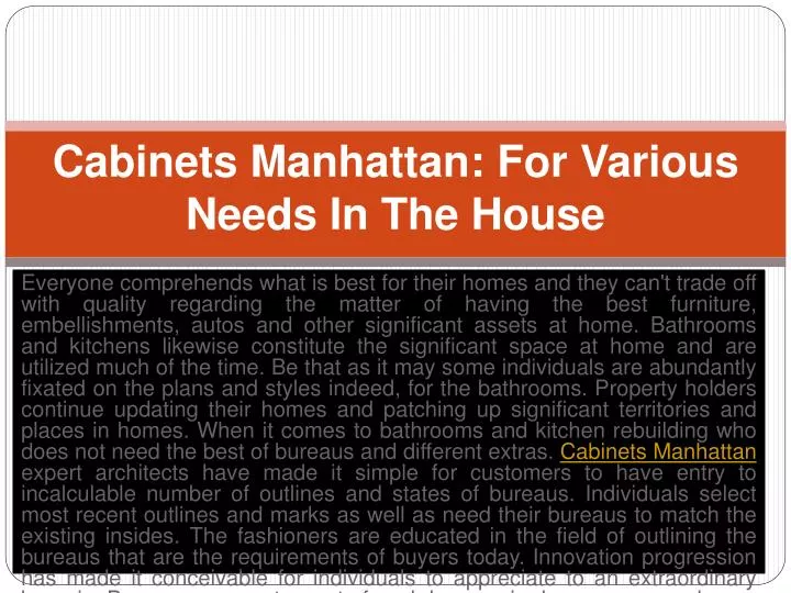 cabinets manhattan for various needs in the house