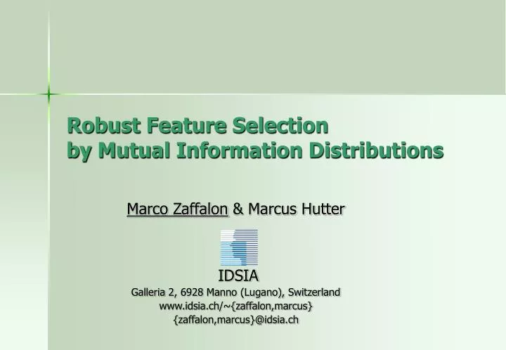 robust feature selection by mutual information distributions