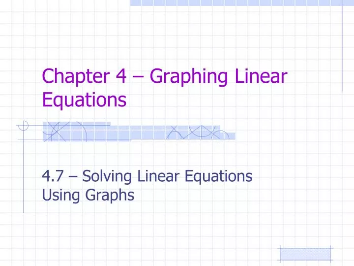 chapter 4 graphing linear equations