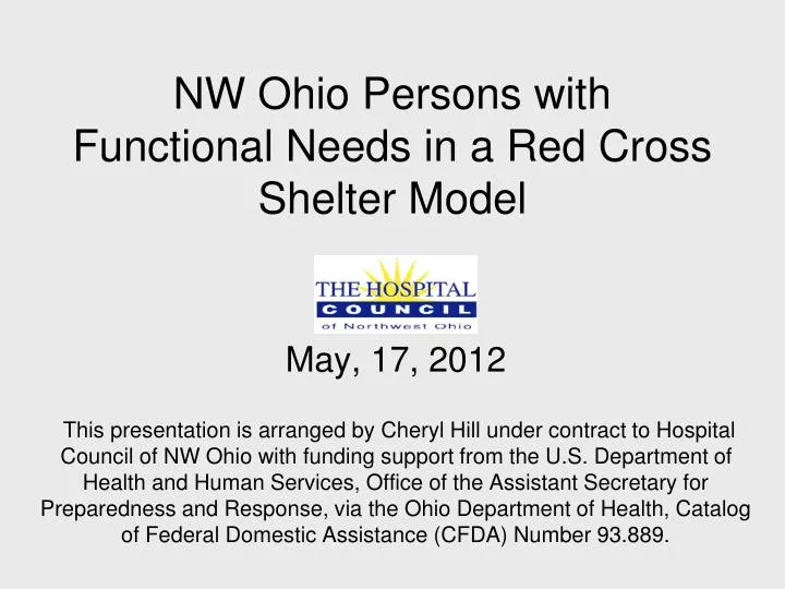 nw ohio persons with functional needs in a red cross shelter model