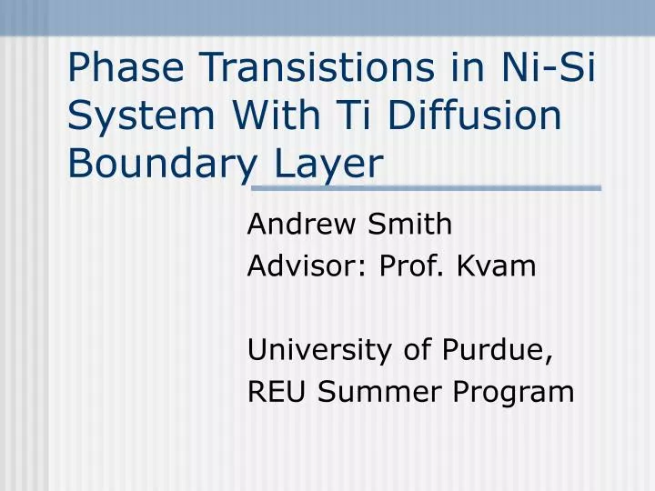 phase transistions in ni si system with ti diffusion boundary layer