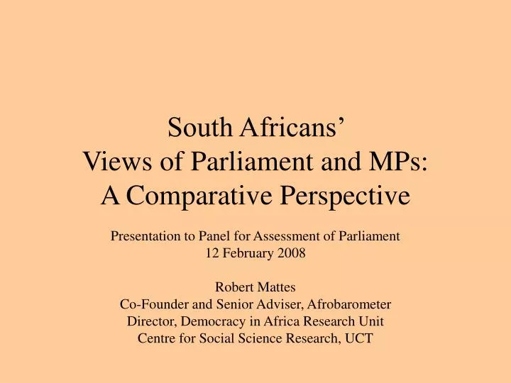 south africans views of parliament and mps a comparative perspective