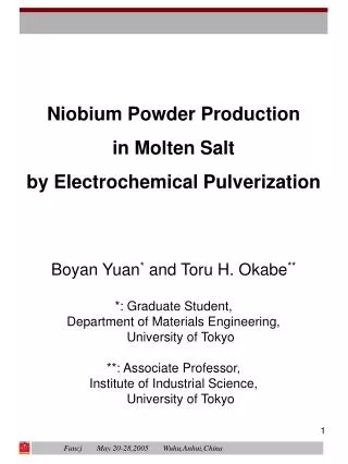 Niobium Powder Production in Molten Salt by Electrochemical Pulverization