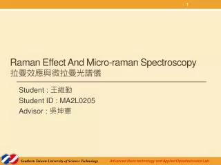 Raman Effect And Micro- raman Spectroscopy ???????????