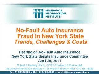 No-Fault Auto Insurance Fraud in New York State Trends, Challenges &amp; Costs