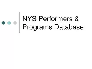 NYS Performers &amp; Programs Database