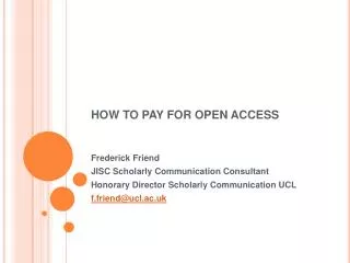 HOW TO PAY FOR OPEN ACCESS