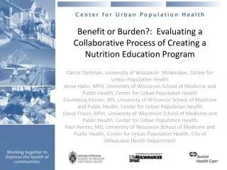 Benefit or Burden?: Evaluating a Collaborative Process of Creating a Nutrition Education Program
