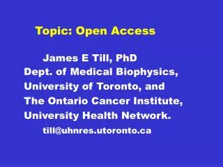 Topic: Open Access