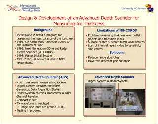 Design &amp; Development of an Advanced Depth Sounder for Measuring Ice Thickness