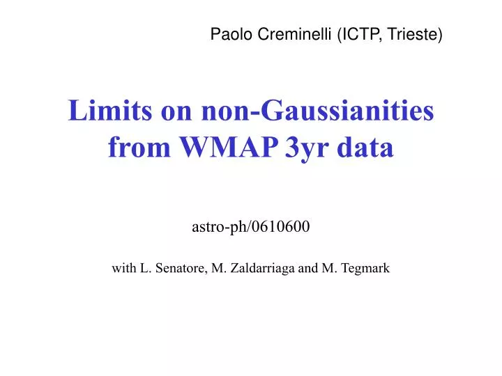 limits on non gaussianities from wmap 3yr data