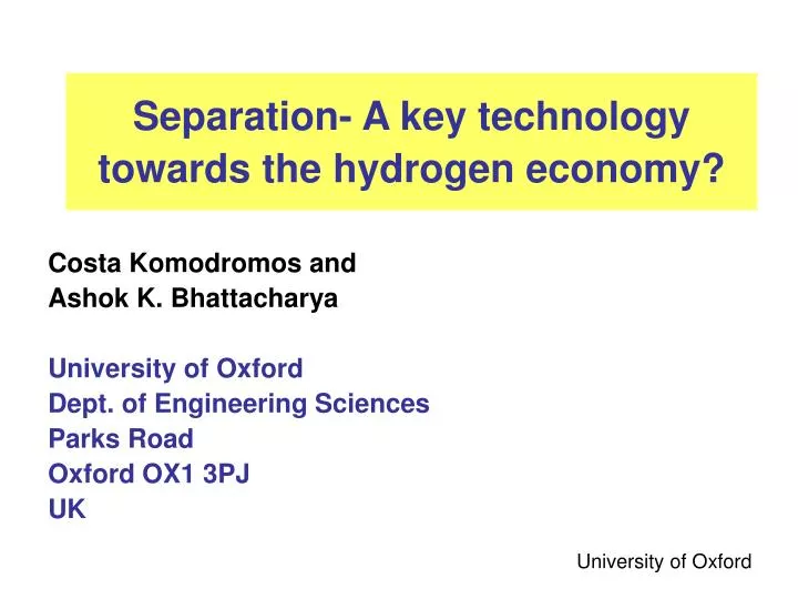 separation a key technology towards the hydrogen economy