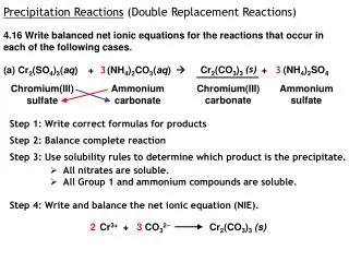 Precipitation Reactions (Double Replacement Reactions)