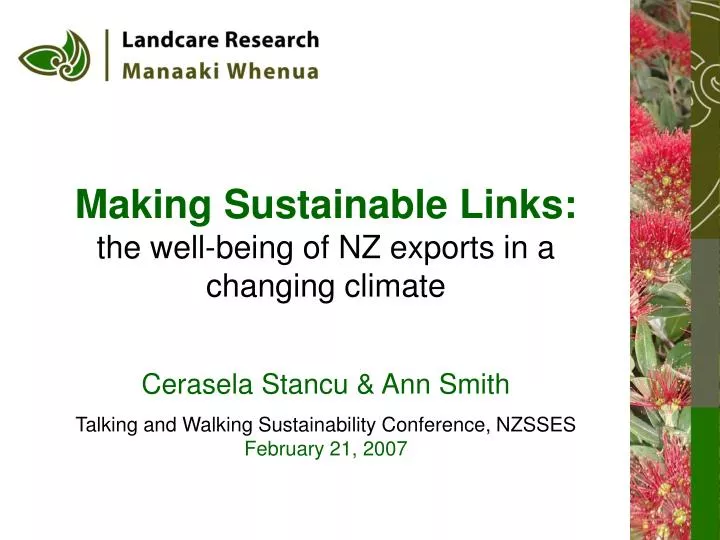 making sustainable links the well being of nz exports in a changing climate