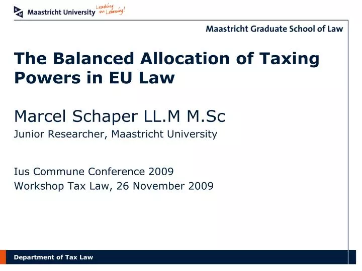 the balanced allocation of taxing powers in eu law