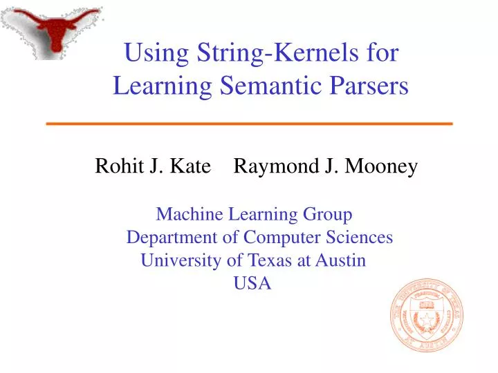 using string kernels for learning semantic parsers