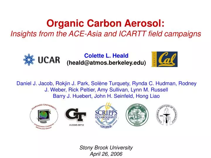organic carbon aerosol insights from the ace asia and icartt field campaigns