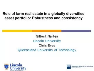 Role of farm real estate in a globally diversified asset portfolio: Robustness and consistency