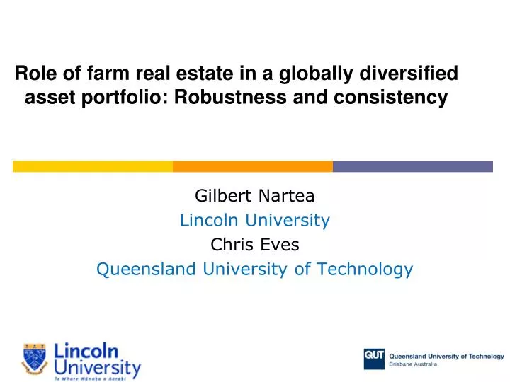 role of farm real estate in a globally diversified asset portfolio robustness and consistency